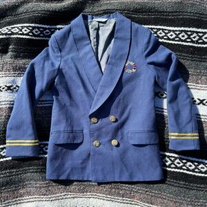 VINTAGE MICHAEL JAMES NAVY BLUE MARINE CLUB NAUTICAL BOYS BLAZER JACKET SIZE 7